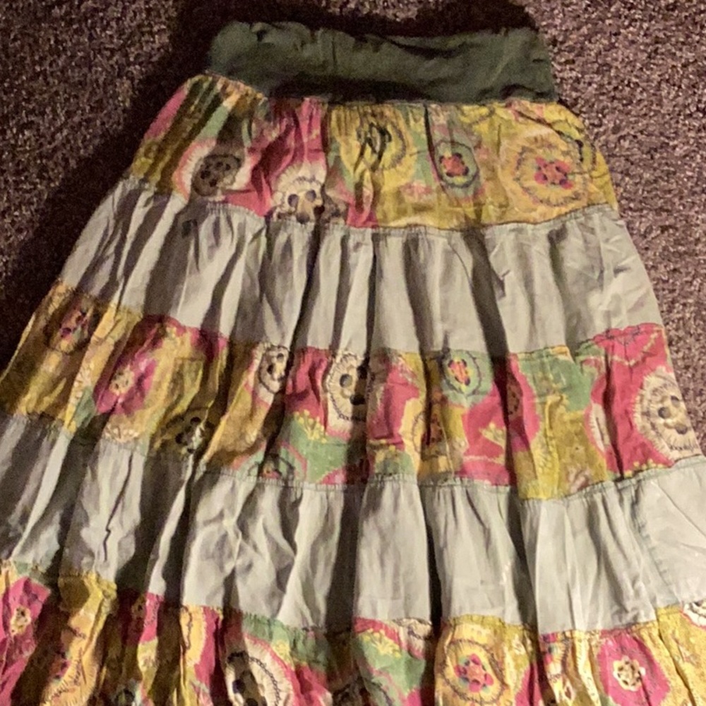 Urban nomad green flower long boho skirt